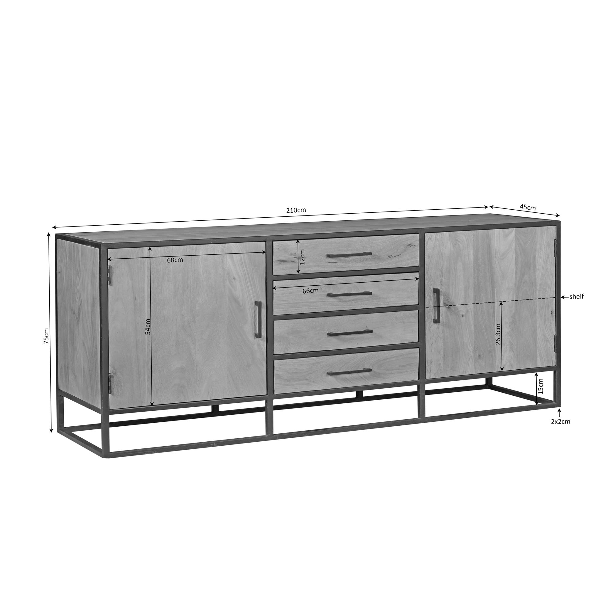Dressoir Stemon Naturel 210 cm - Afbeelding 5