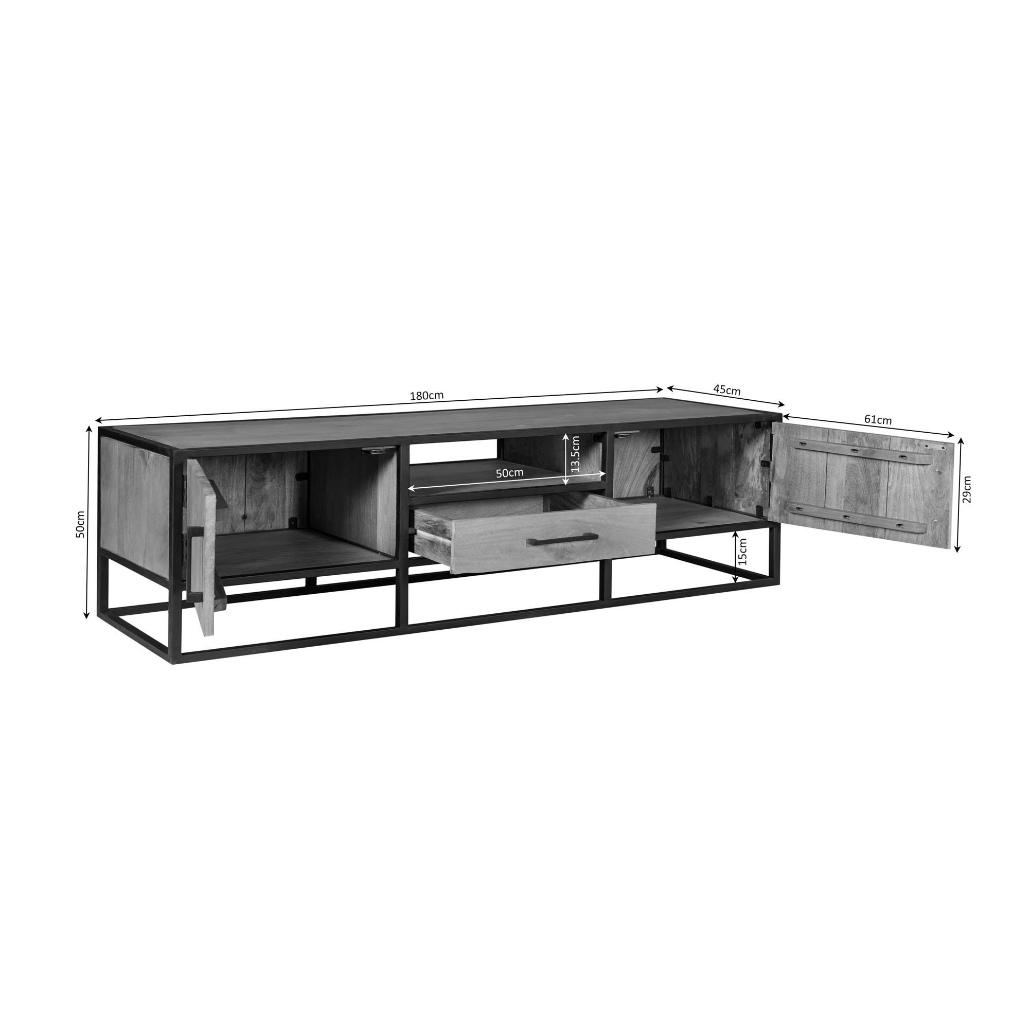 TV-meubel Gaummol Naturel 180 cm - Afbeelding 5