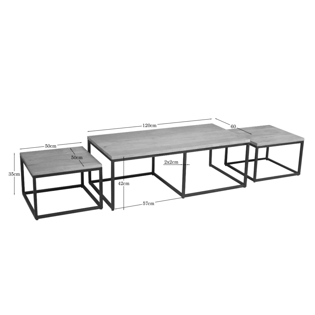 Salontafel Tulvak Mangohout 120 cm - Set van 3 - Afbeelding 6