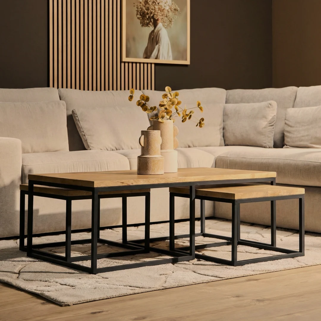 Salontafel Tulvak Mangohout 120 cm - Set van 3 - Afbeelding 7