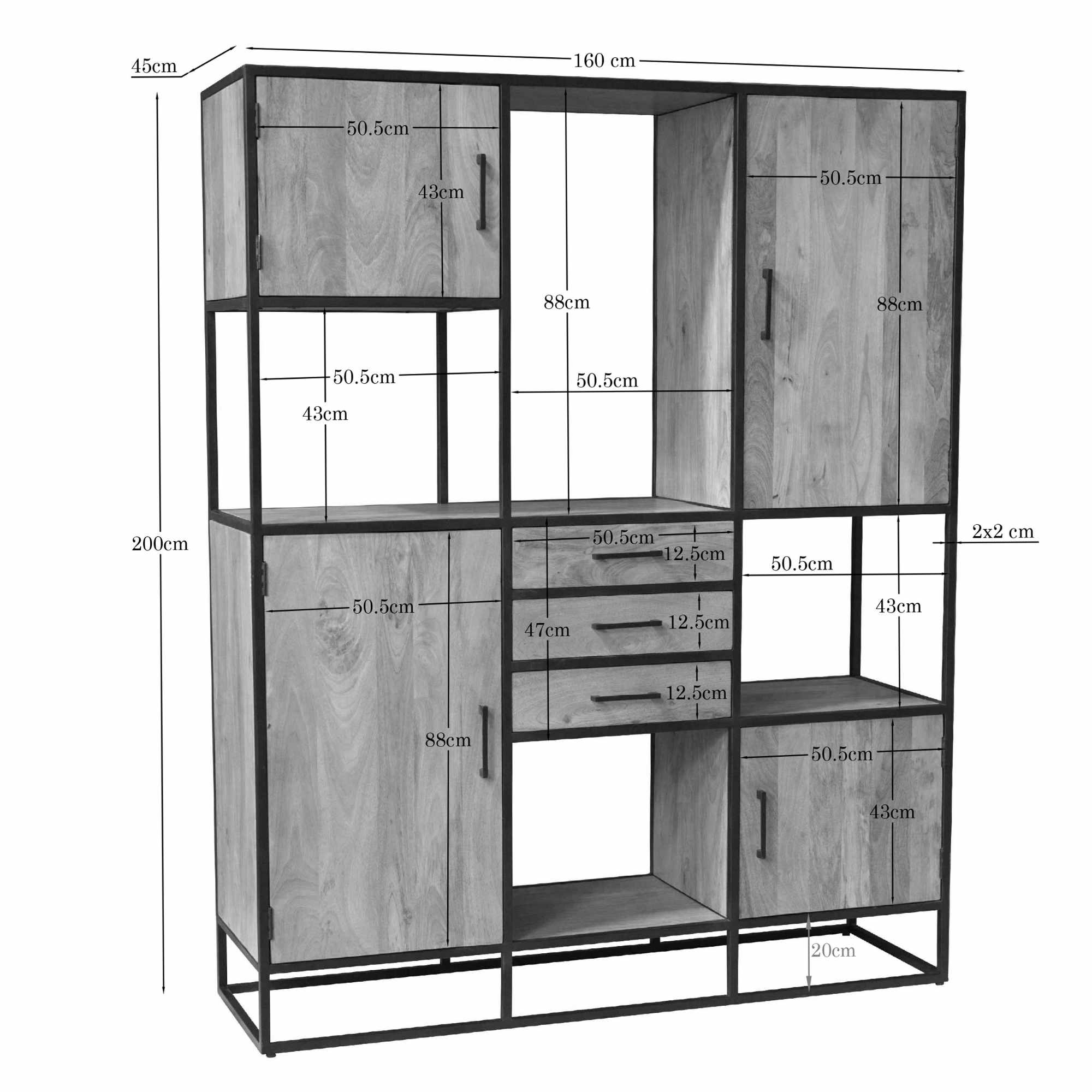 Vakkenkast Hamburg Naturel 160 cm - Afbeelding 4