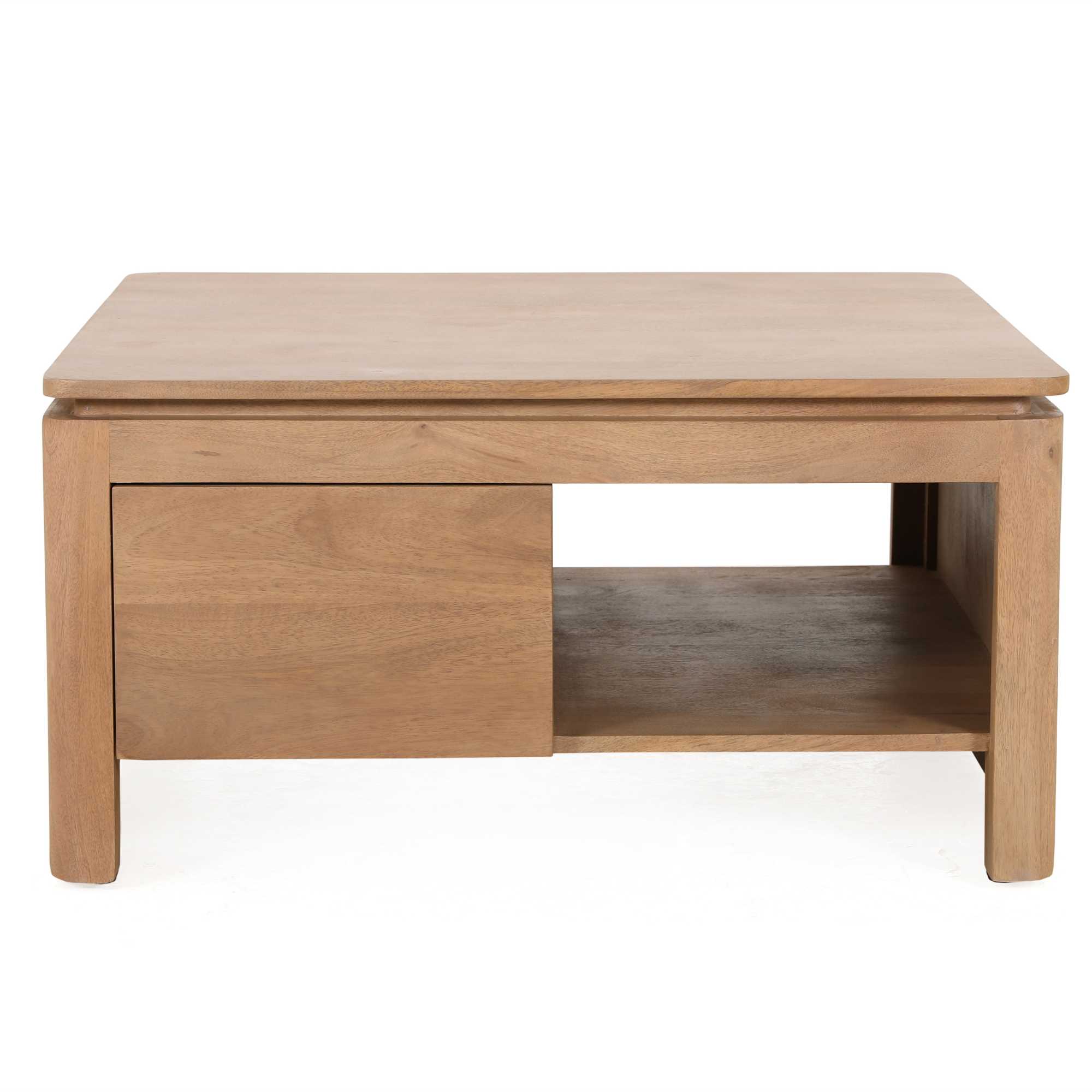Salontafel Dallas Mangohout 80 cm, handgemaakt met opbergruimte en natuurlijke afwerking