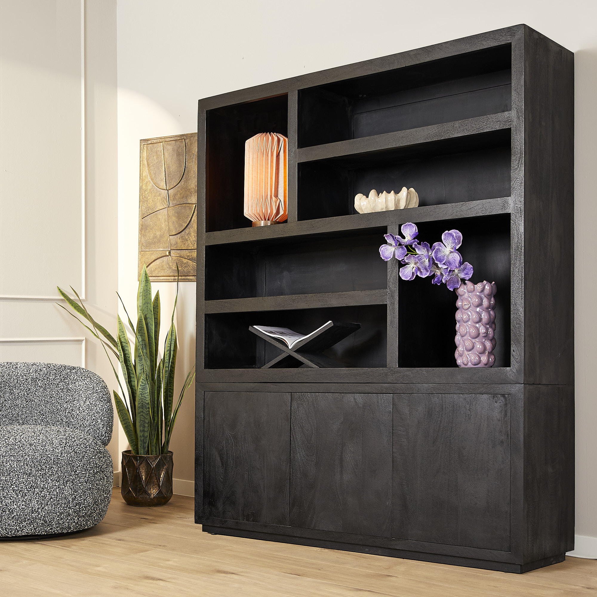 Vakkenkast Ceellak Zwart 160 cm