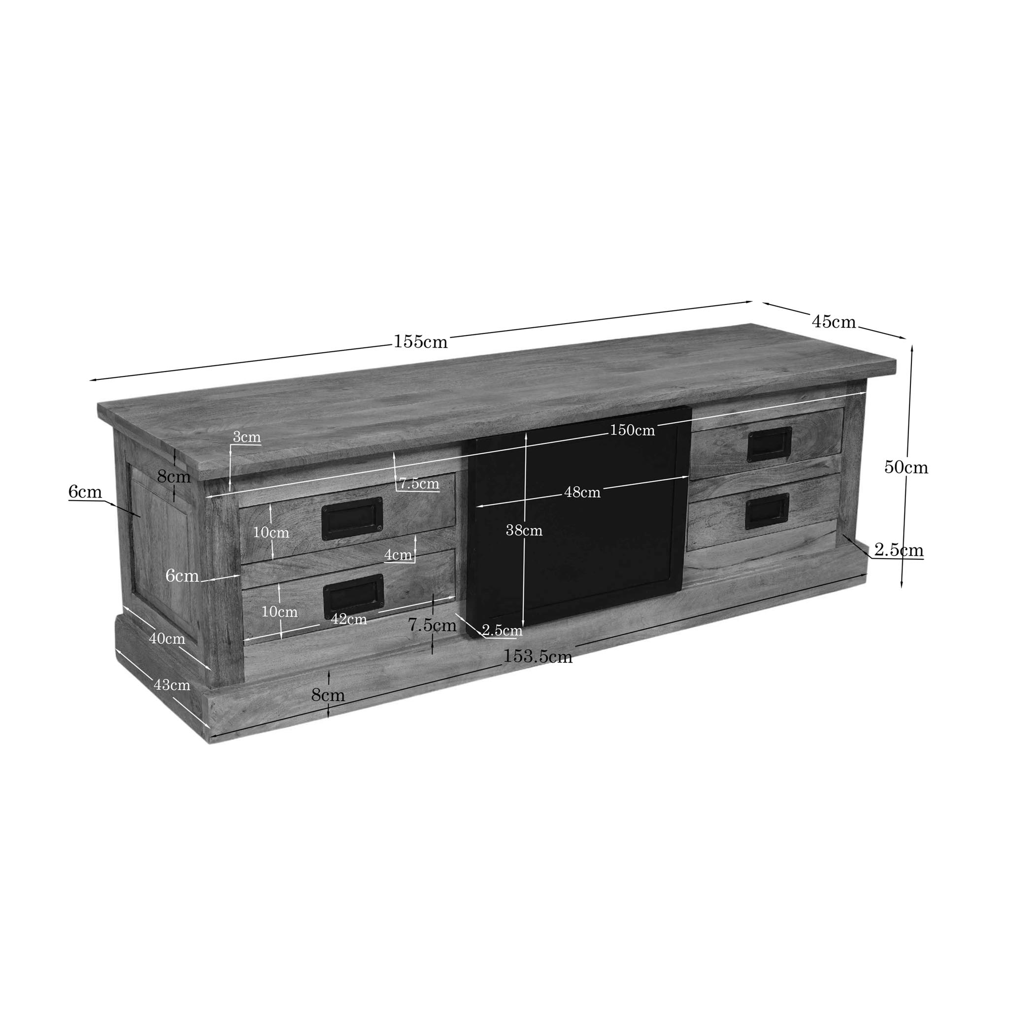 TV-meubel Skeenan Naturel 155 cm - Afbeelding 6