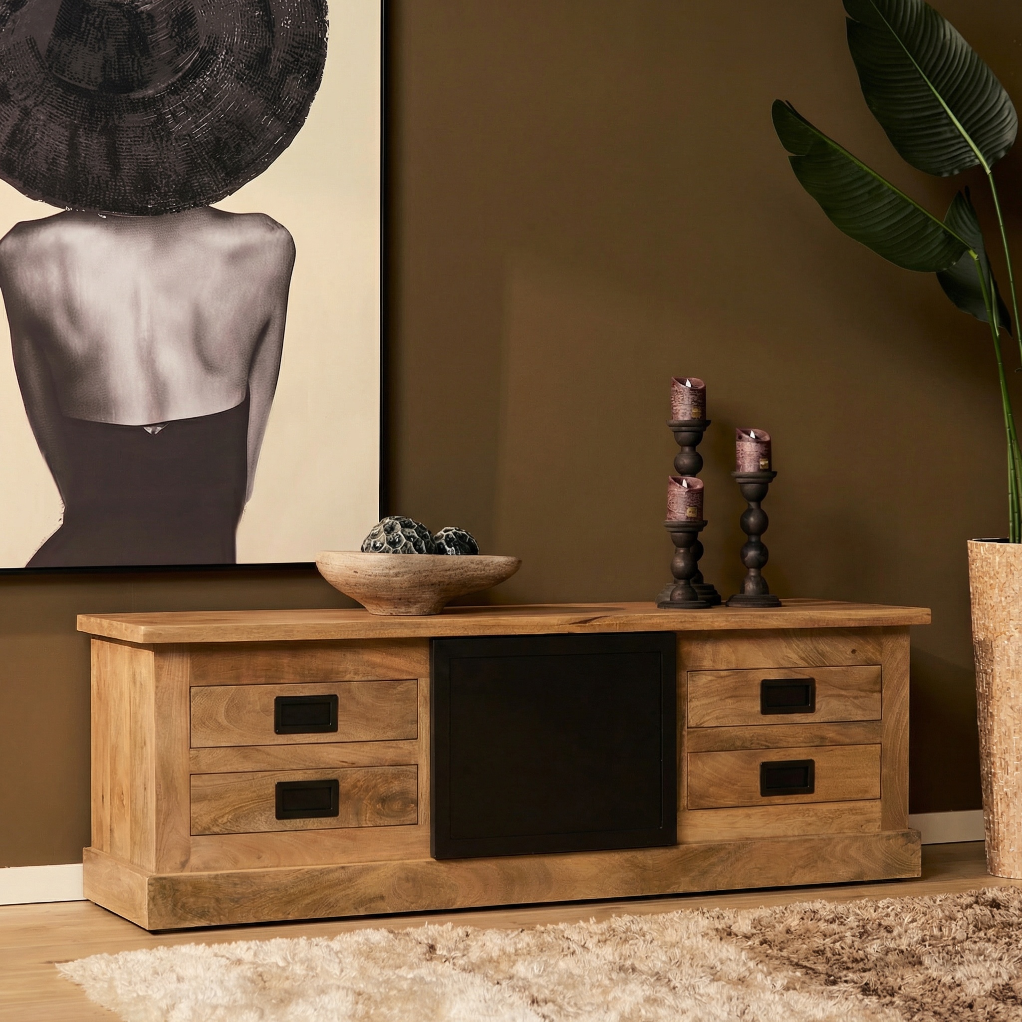 TV-meubel Skeenan Naturel 155 cm - Afbeelding 7