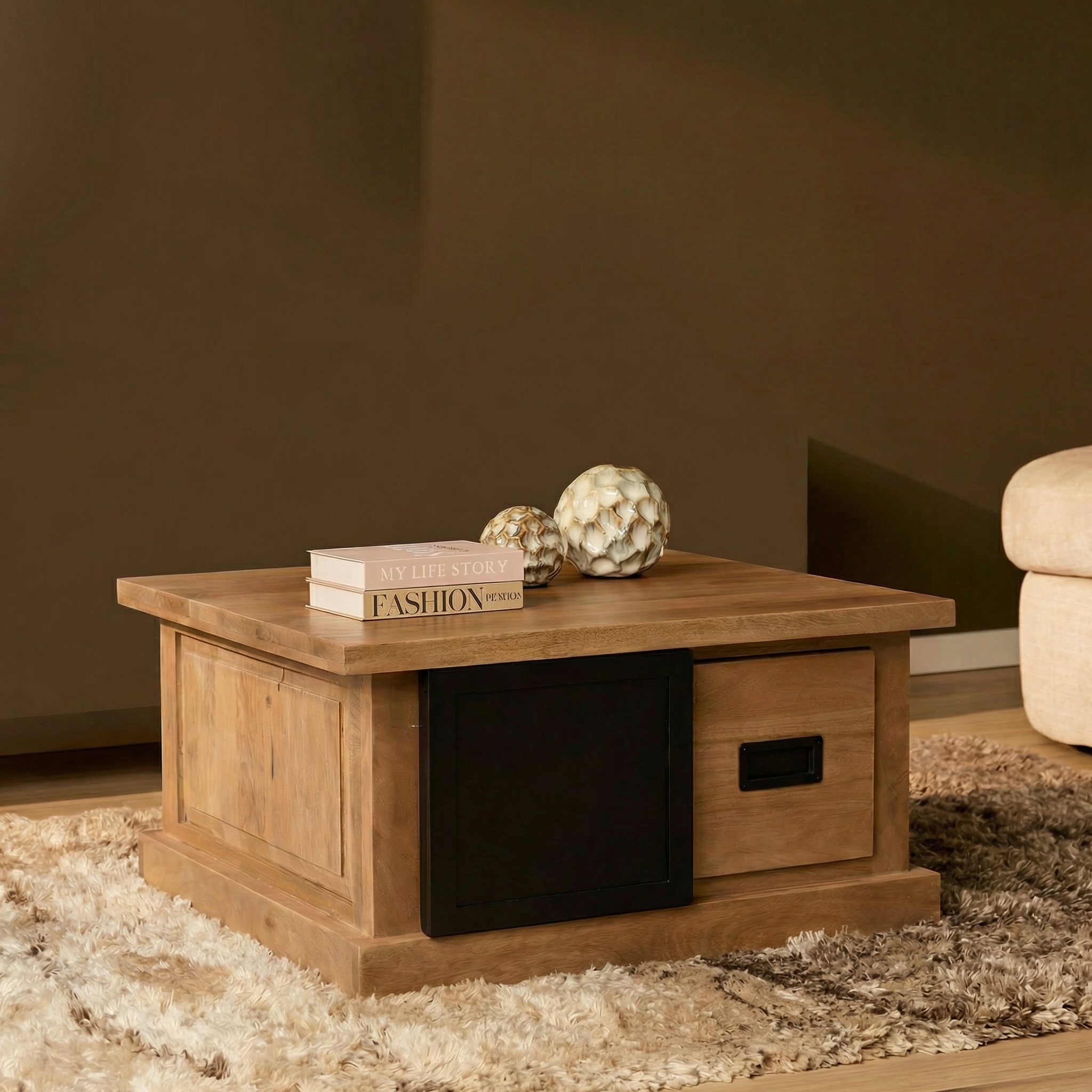 Salontafel Caundone Mangohout 80 cm - Afbeelding 7