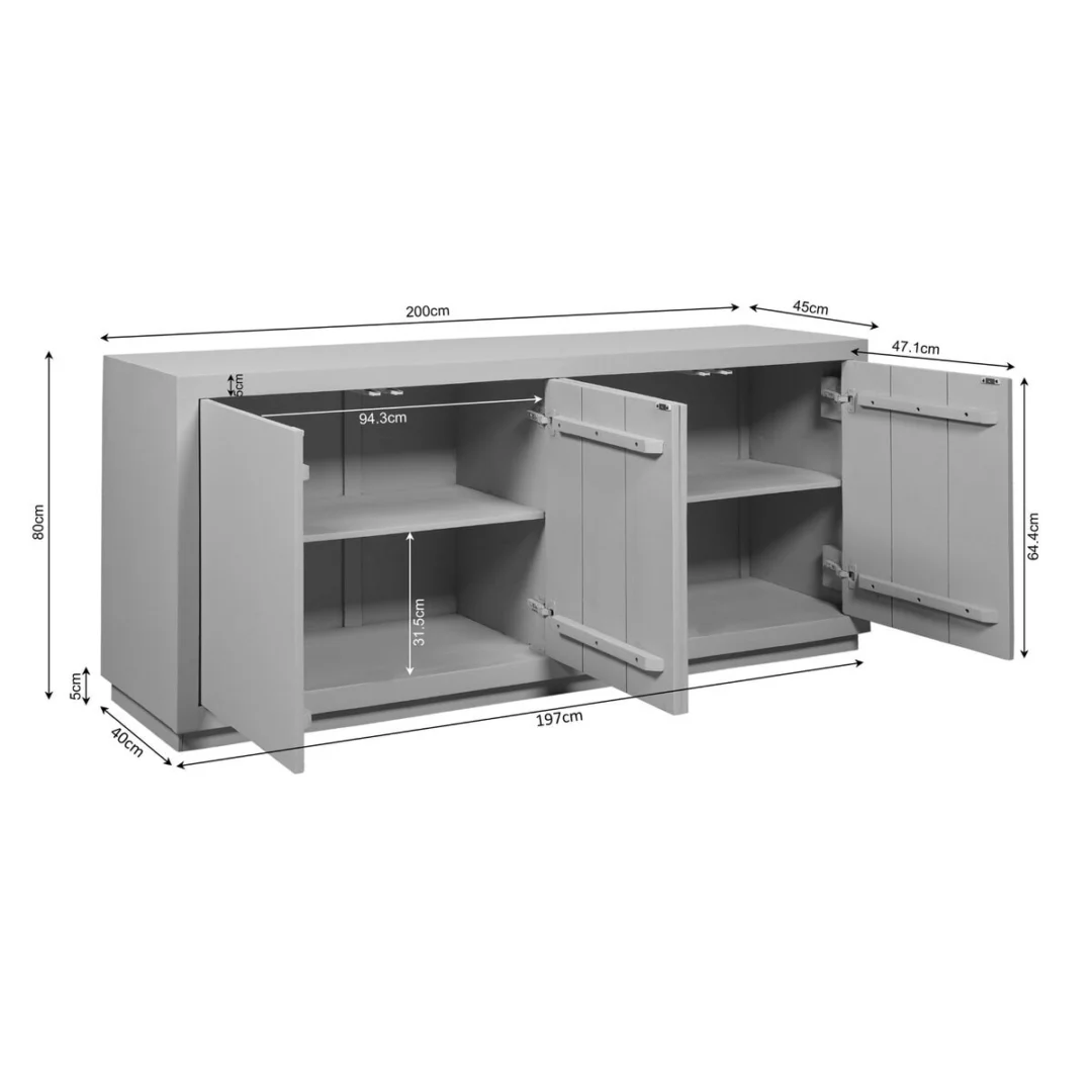 Dressoir Prilvena Bruin 200 cm - Afbeelding 5
