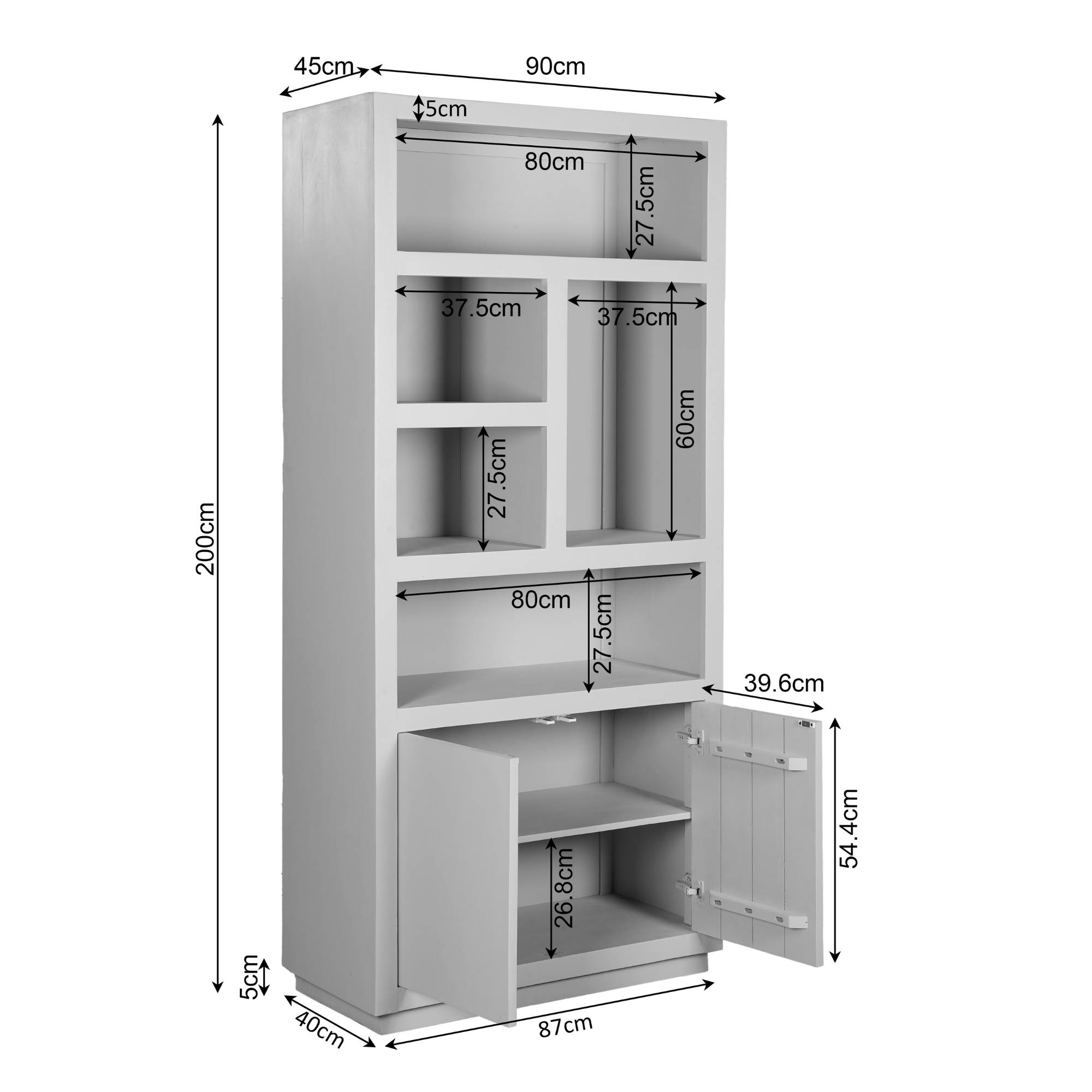 Vakkenkast Teendira Bruin 90 cm - Afbeelding 4