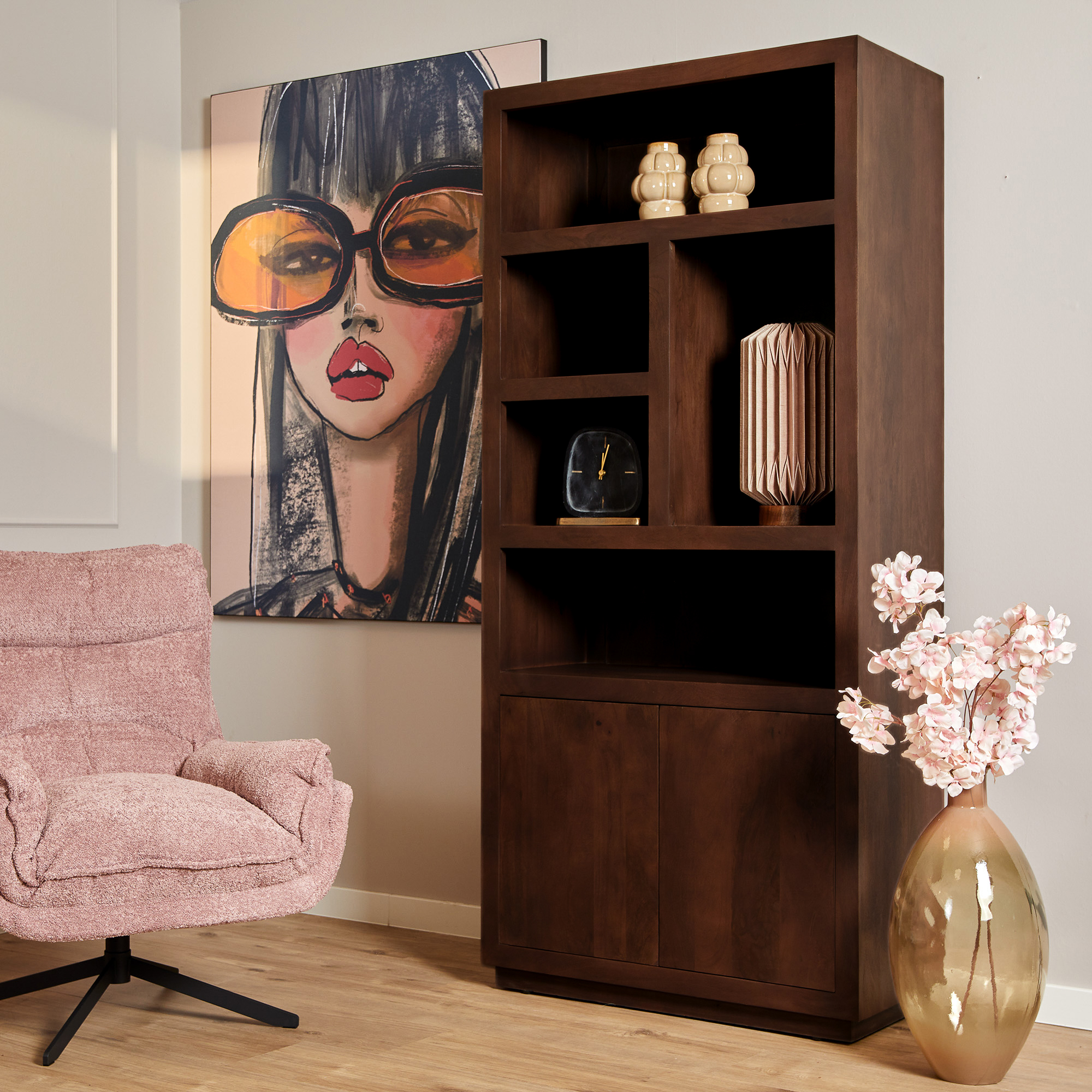 Vakkenkast Teendira Bruin 90 cm - Afbeelding 5