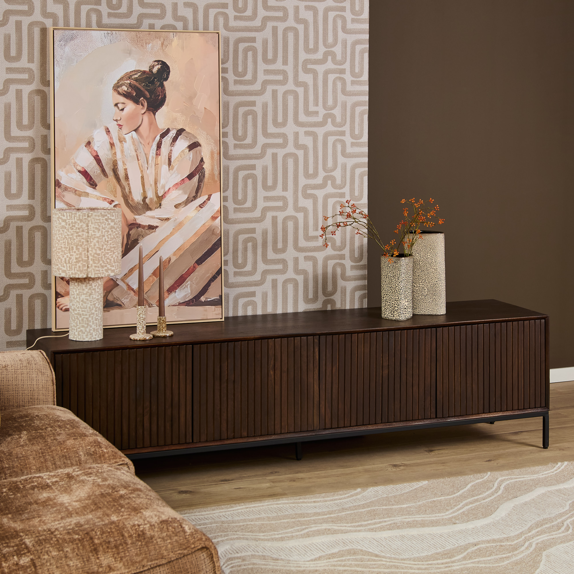 TV-meubel Laasone Bruin 210 cm - Afbeelding 12