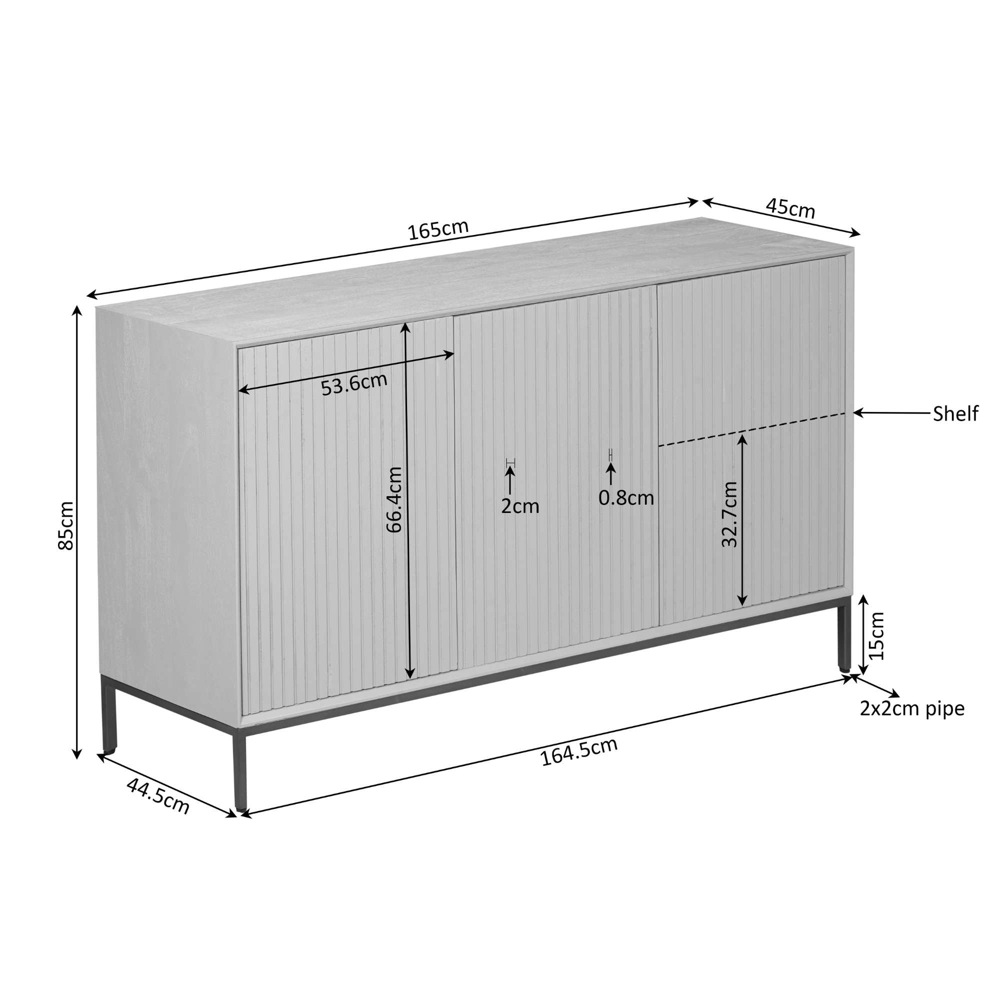 Dressoir Gronnel Bruin 165 cm - Afbeelding 3