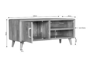 Dressoir Domman Bruin 210 cm met open vakken, deurtje en slanke poten, eigentijds ontwerp