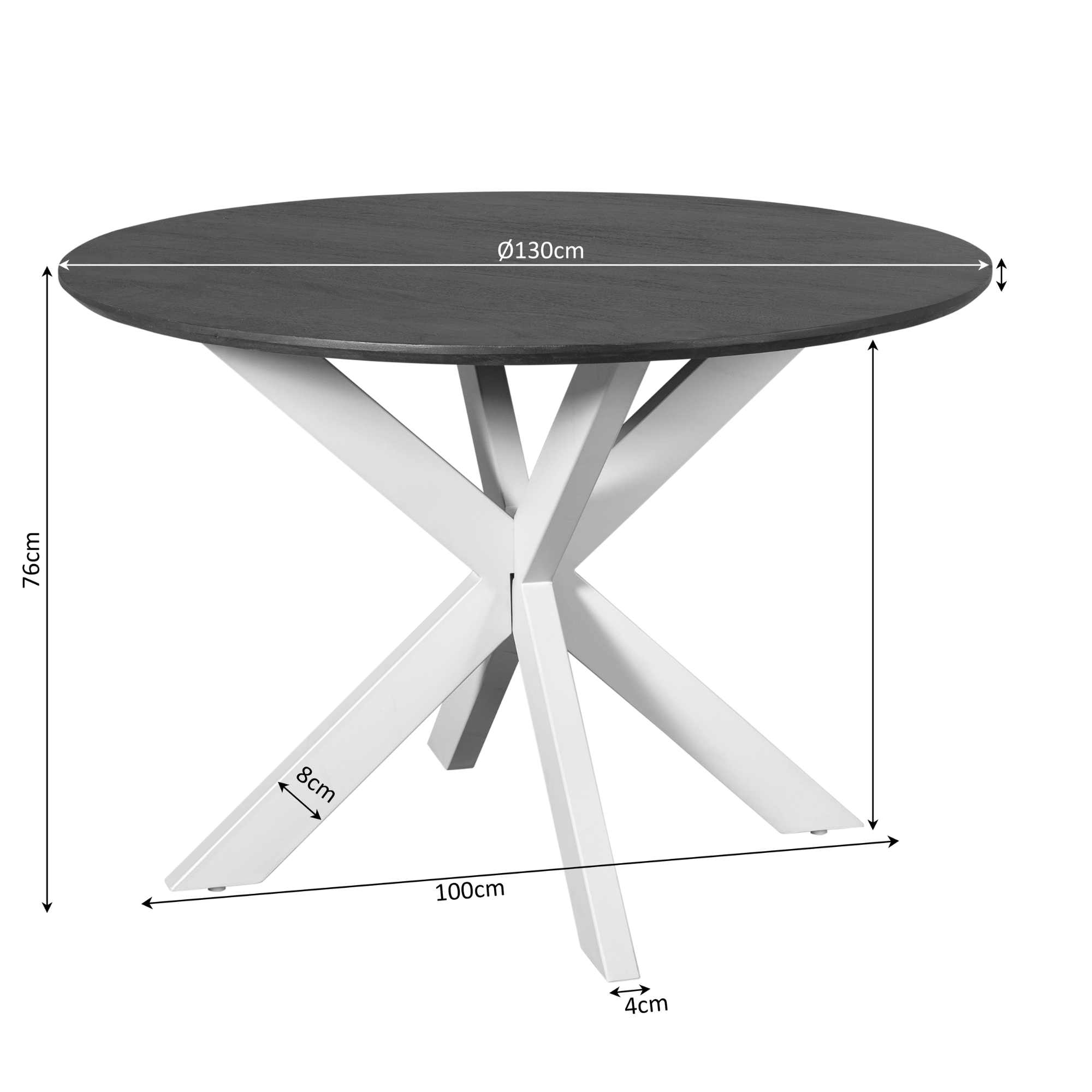 Eettafel Gossello Bruin 130 cm - Afbeelding 4