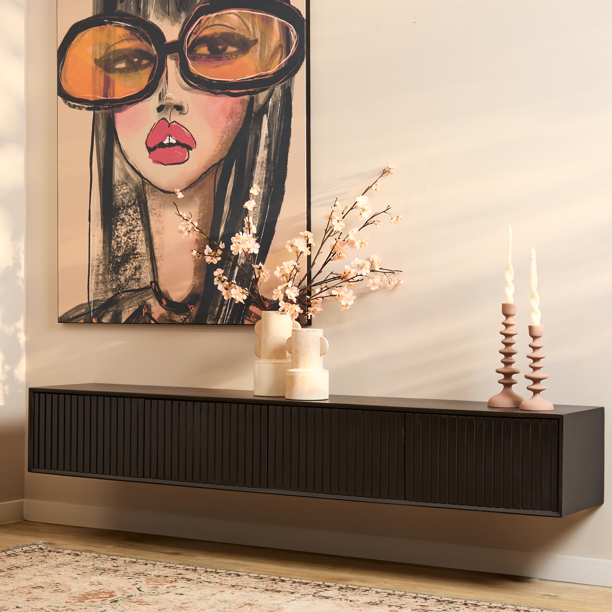 TV-meubel Haulvano Zwart 200 cm