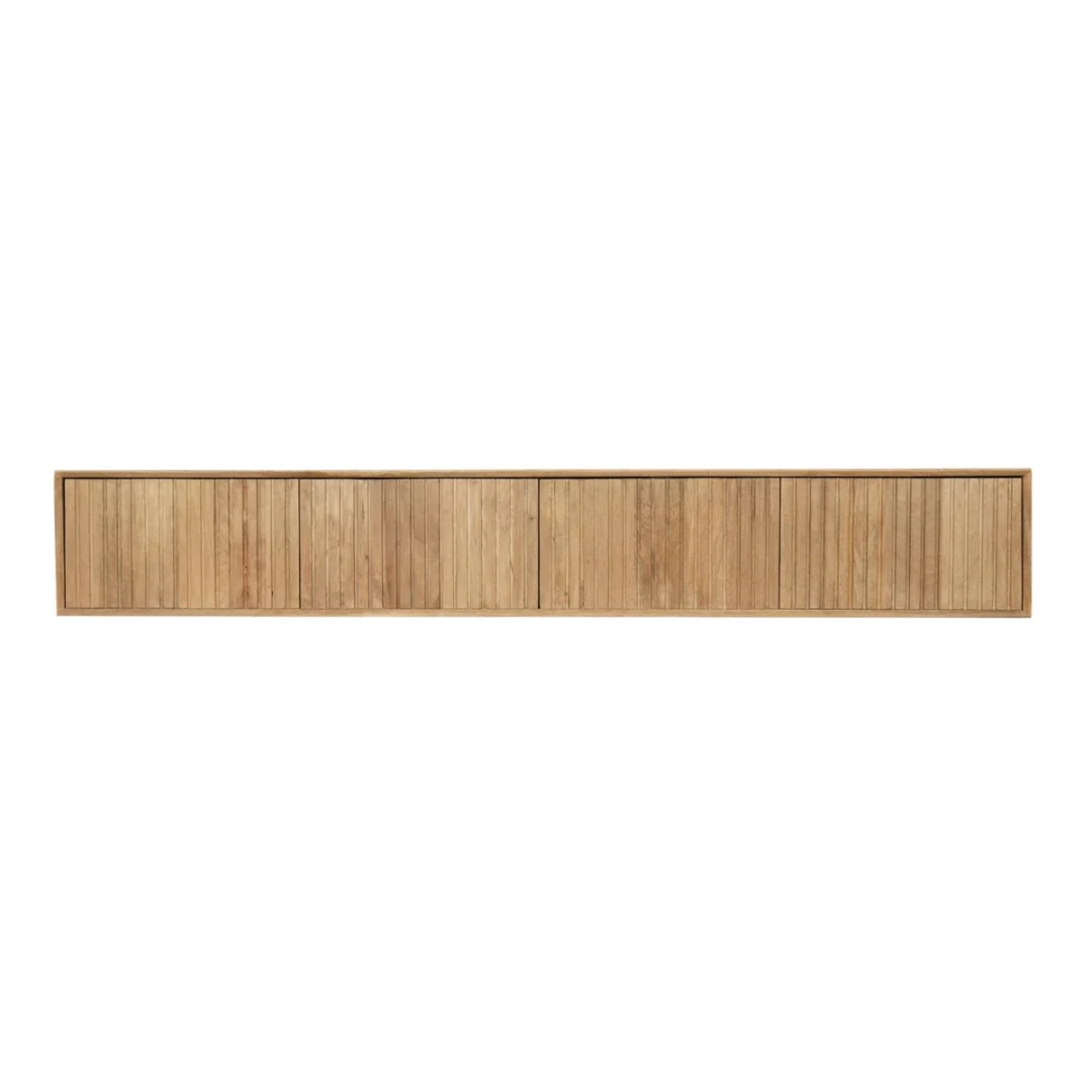 TV-meubel Stumol Naturel 240 cm van mangohout met verticale latten en warme natuurlijke kleur