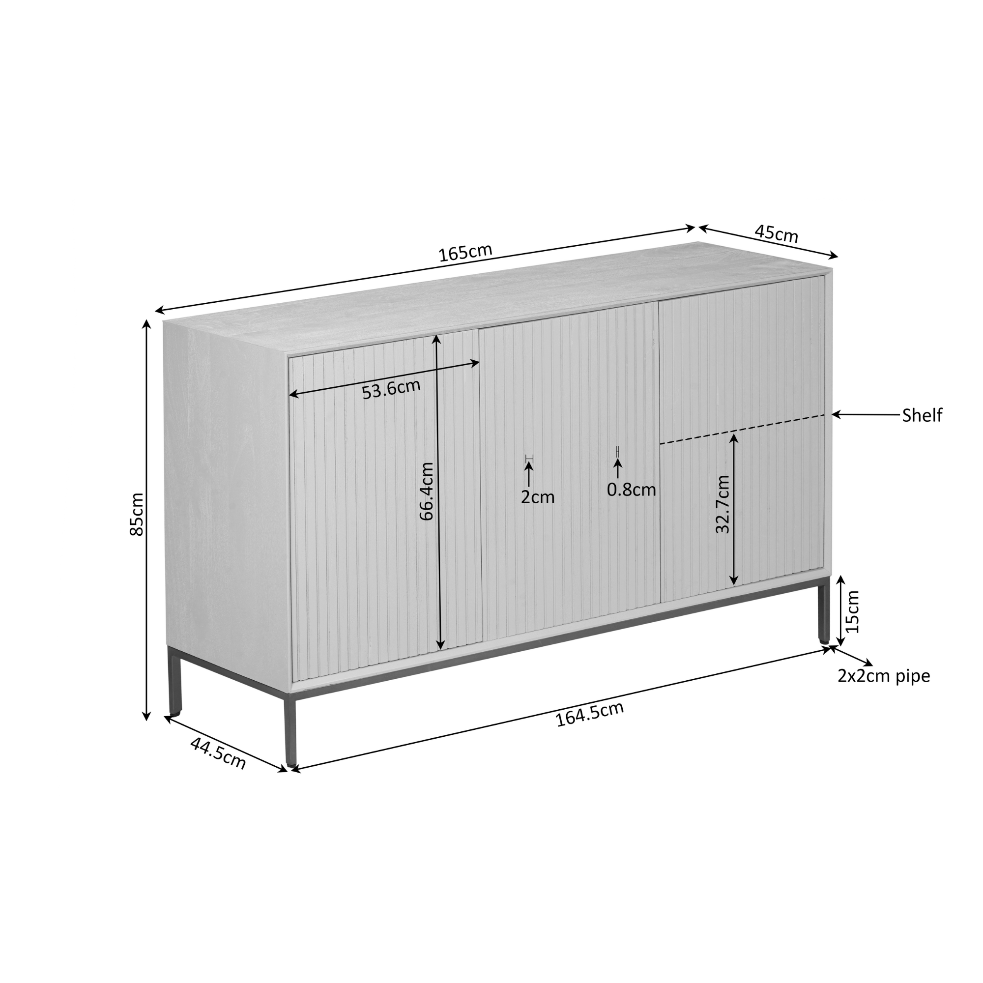 Dressoir Greermaro Naturel 165 cm - Afbeelding 9