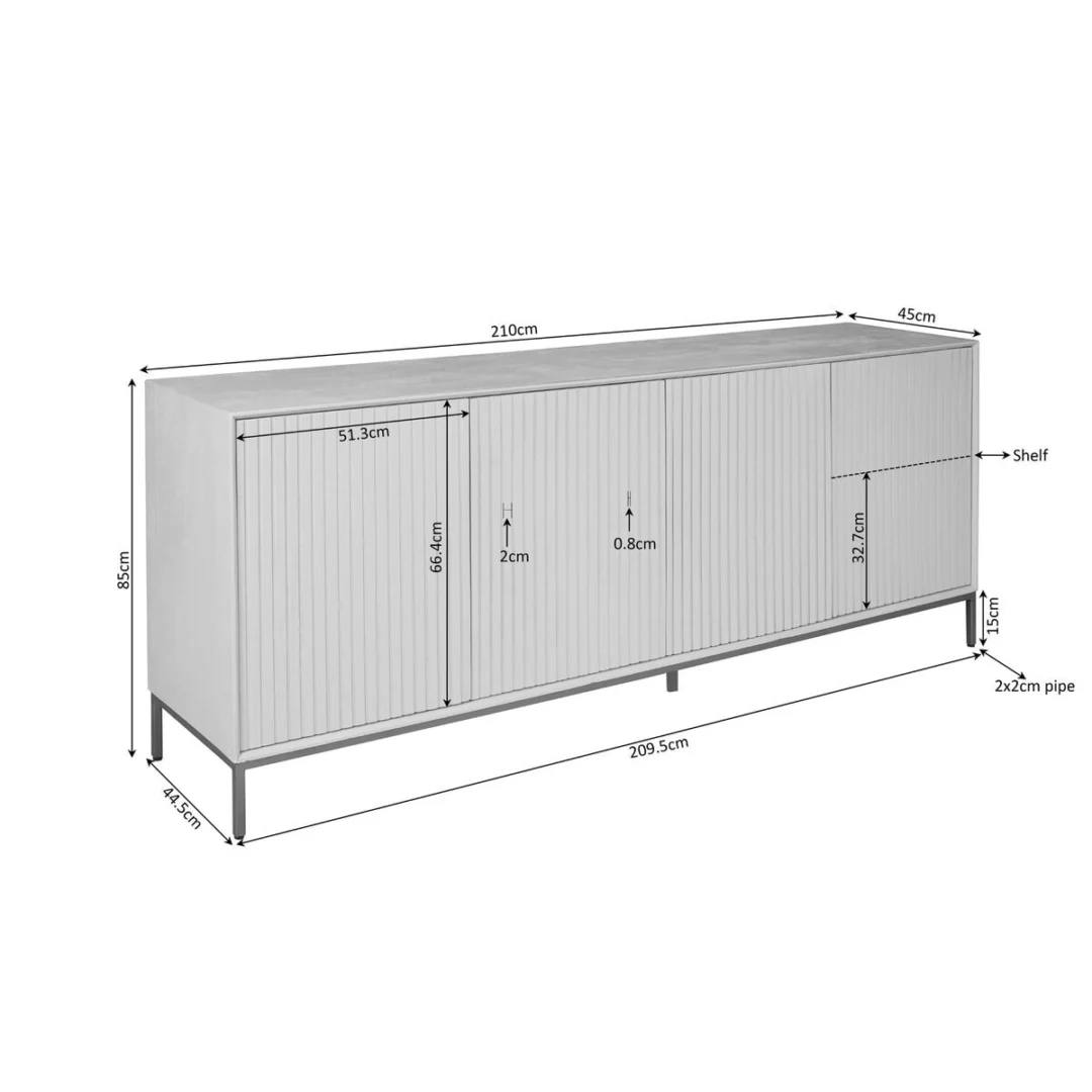Dressoir Caanses Naturel 210 cm - Afbeelding 10