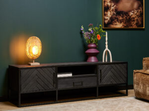 TV-meubel Lientund Zwart 165 cm