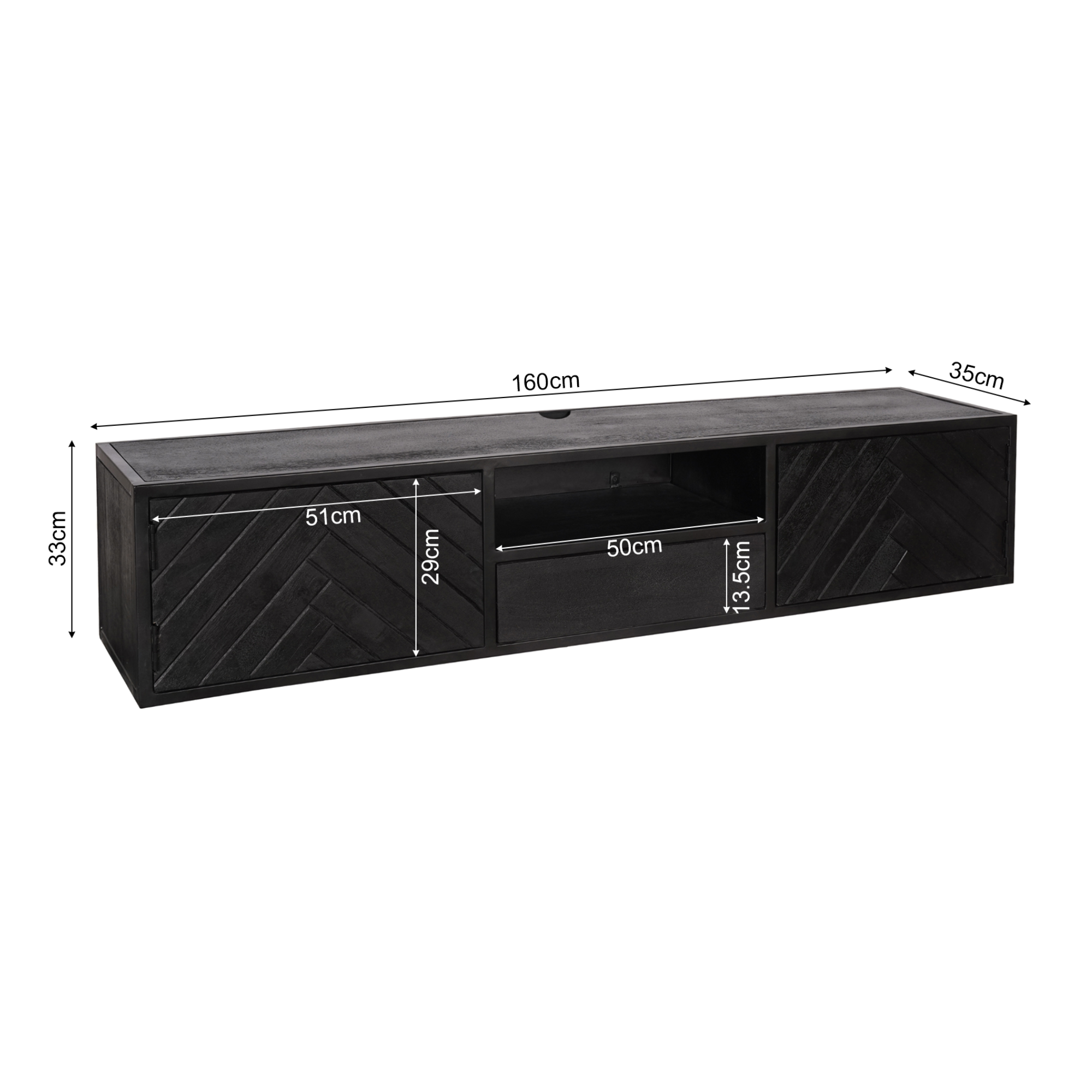 TV-meubel Brunsin Zwart 160 cm - Afbeelding 6