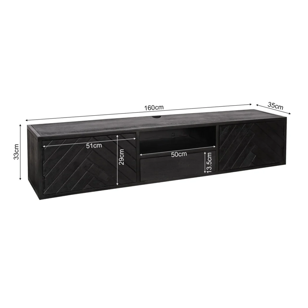 TV-meubel Brunsin Zwart 160 cm - Afbeelding 6