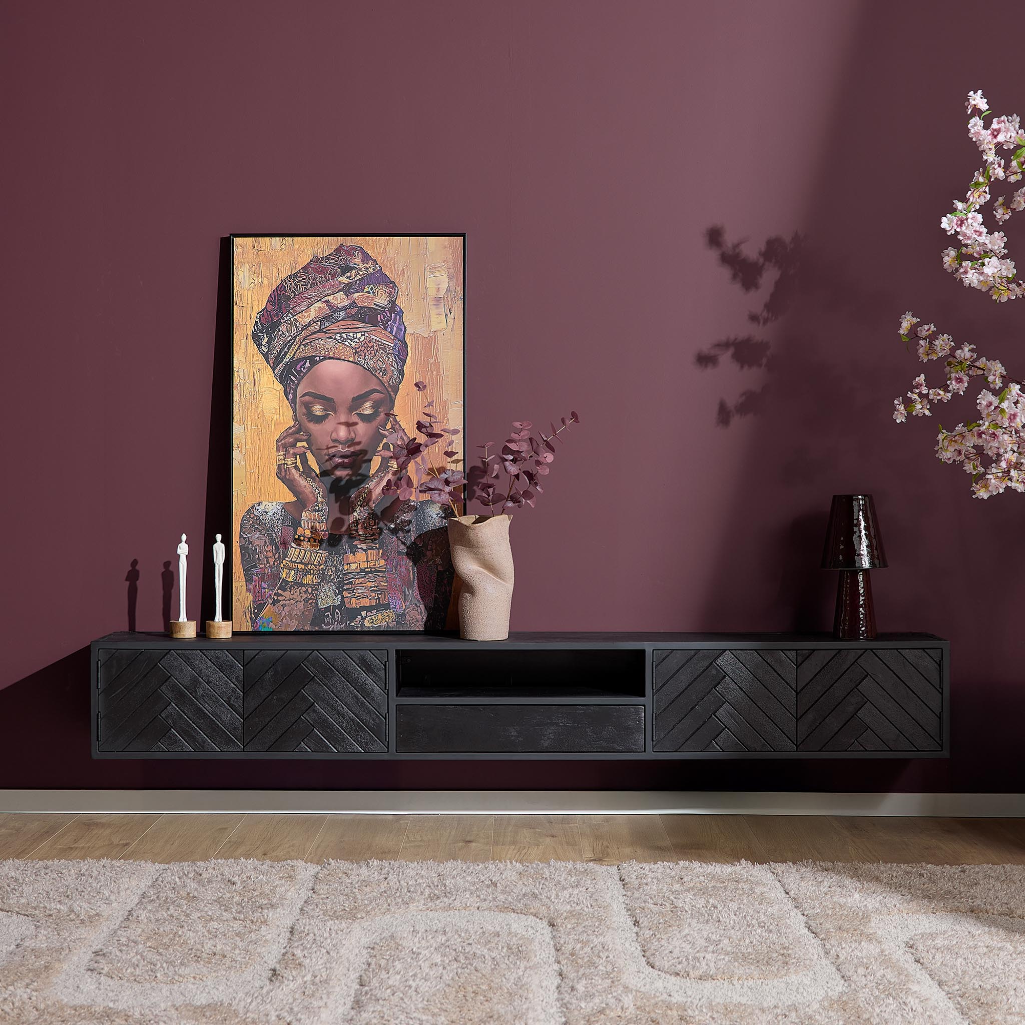 TV-meubel Hakura Zwart 240 cm - Afbeelding 4