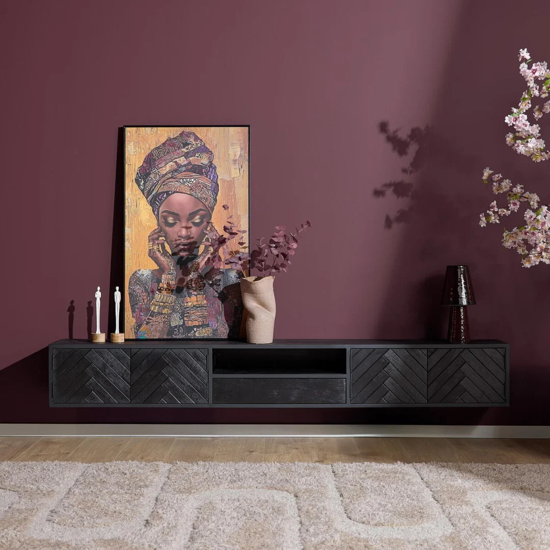 TV-meubel Hakura Zwart 240 cm - Afbeelding 4