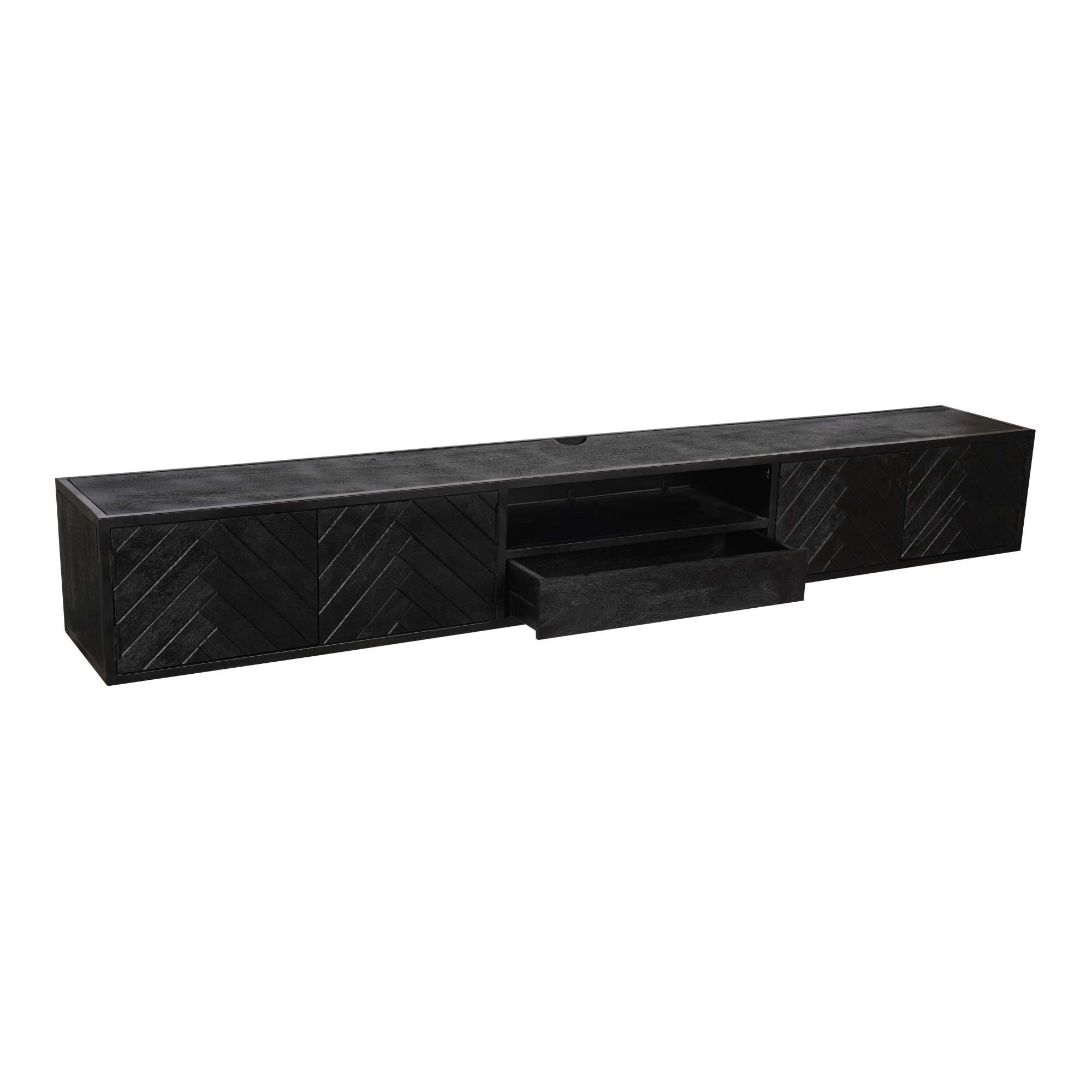 TV-meubel Trarnino Zwart 280 cm - Afbeelding 2