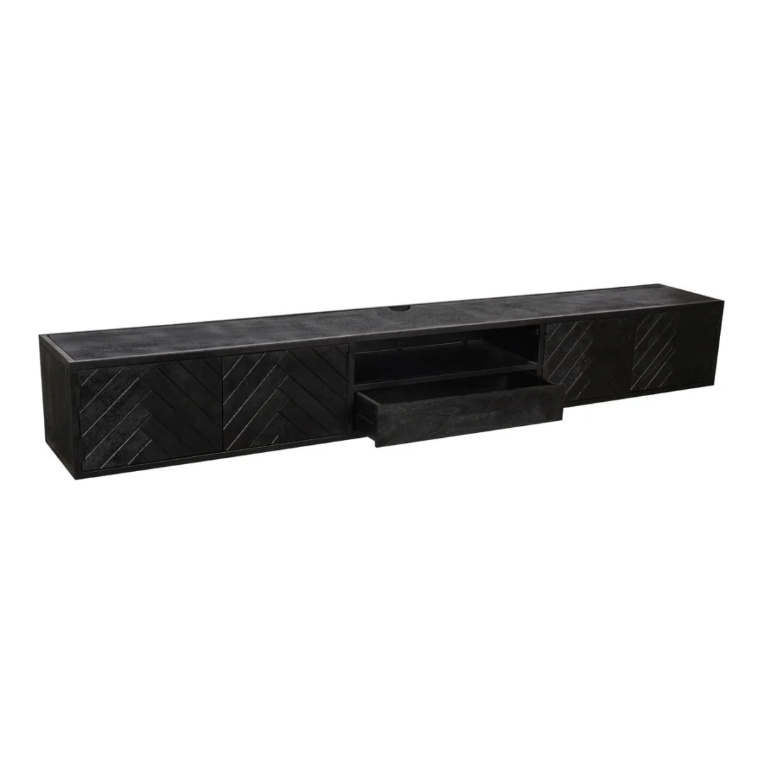 TV-meubel Trarnino Zwart 280 cm - Afbeelding 2