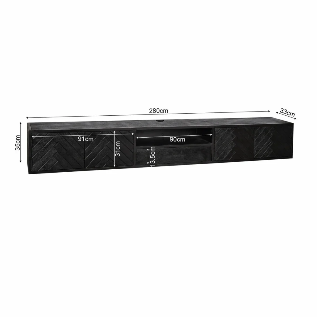 TV-meubel Trarnino Zwart 280 cm - Afbeelding 7