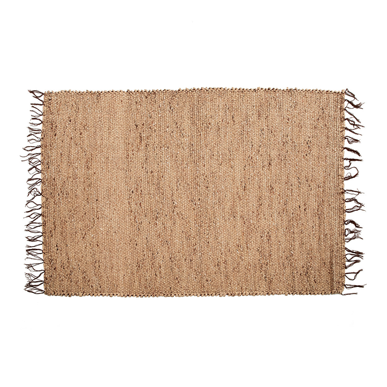 Vloerkleed Skeilvol Naturel 260 x 180 cm van zeegras, geweven design met franjes en natuurlijke tint