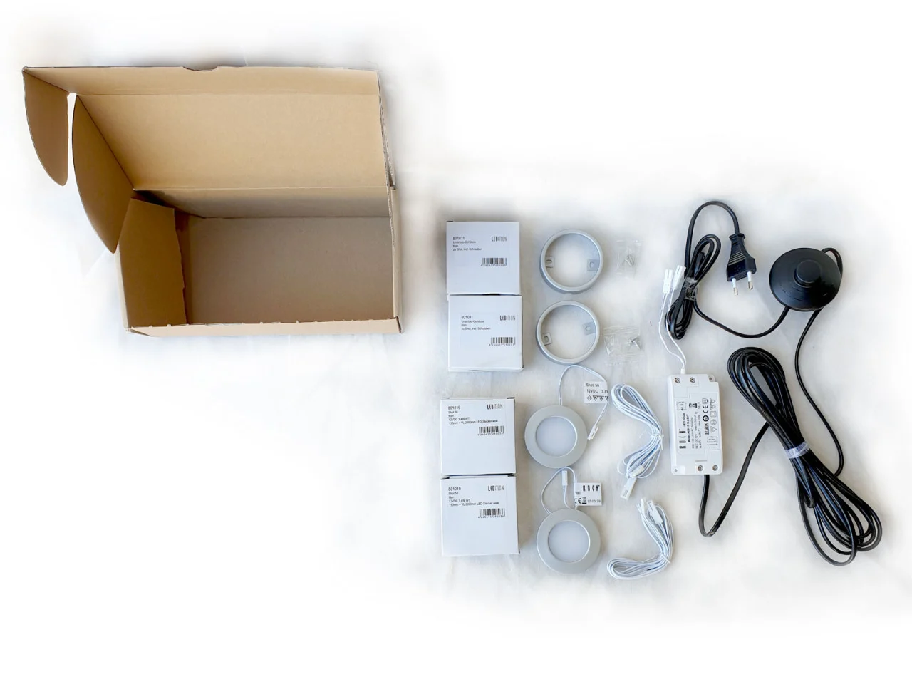 Inbouwspot Vauvand LED-set van 2 met warmwit licht, trafo, kabels en montageringen