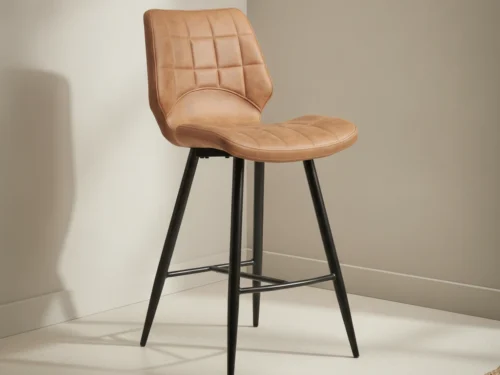 Barkruk Pervavterra zwart stof cognac