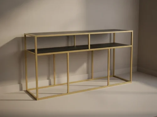 Bijzettafel Brelecampo zwart goud 81 x 44 cm eikenhout