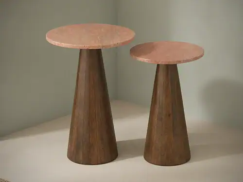 Bijzettafel Cieskira Mangohout 35 cm - Set van 2