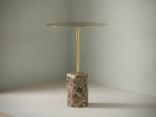 Bijzettafel Elvulterra bruin rond marmer