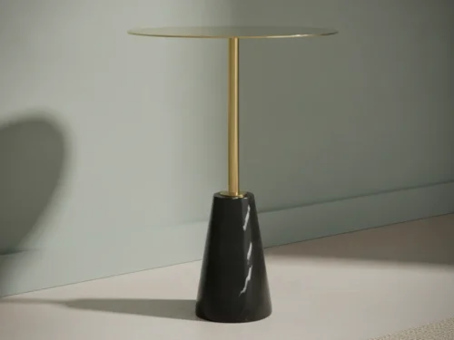Bijzettafel Fervullyra zwart rond marmer