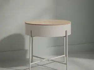 Bijzettafel Gavarlargo lichtgrijs beige 40 x 40 cm rond