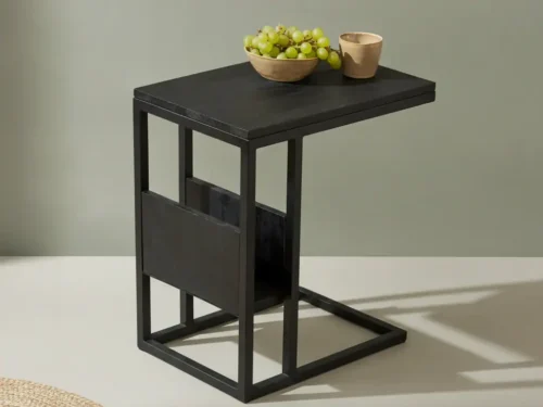Bijzettafel Gravulnaro zwart 32 x 53 cm mangohout