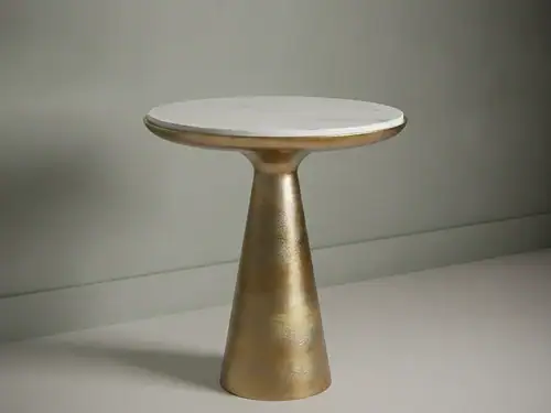 Bijzettafel Isvonvenna wit 45 x 50 cm vierkant marmer