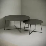 Bijzettafel Jalmorvanta zwart 80 x 80 cm rond teakhout