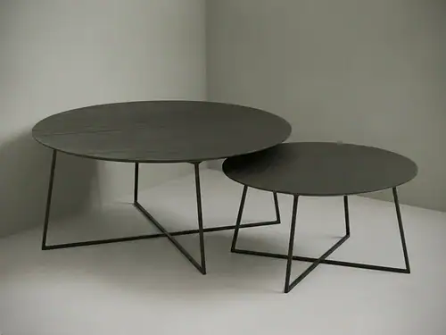 Bijzettafel Jalmorvanta zwart 80 x 80 cm rond teakhout