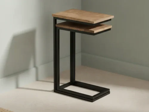 Bijzettafel Jorvecanto zwart rechthoek mangohout