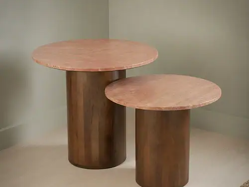 Bijzettafel Kleirmea Mangohout 56 cm - Set van 2