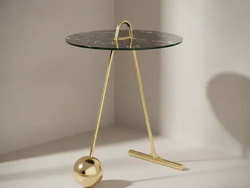 Bijzettafel Mervirvesta zwart goud staal