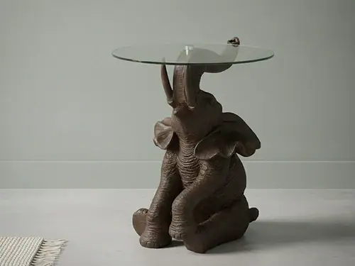 Bijzettafel Mervulluna bruin 63 cm glas