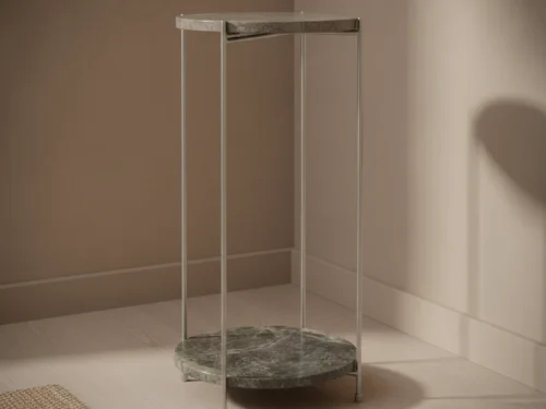Bijzettafel Morvellora zilver rond marmer
