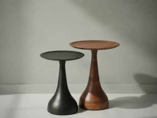 Bijzettafel Nervorlargo zwart bruin 59 cm vierkant