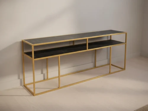 Bijzettafel Nervulprado zwart goud 81 x 44 cm marmer