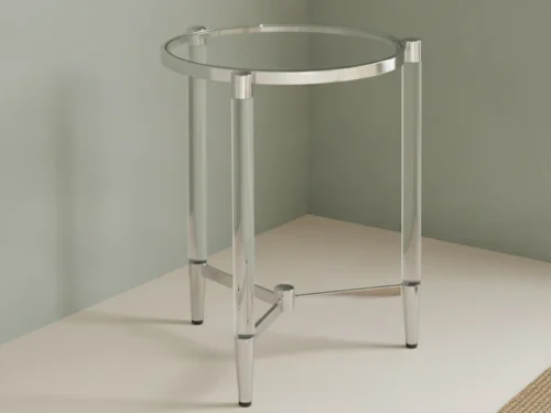 Bijzettafel Norvulmira transparant 50 x 50 cm vierkant staal