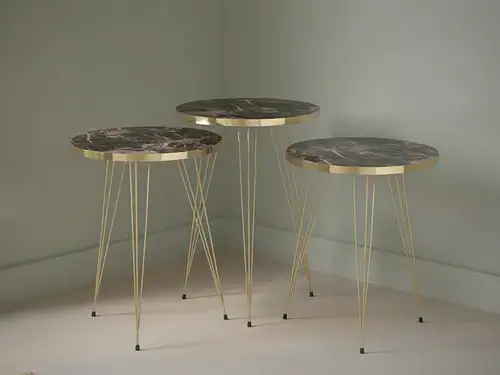 Bijzettafel Olivurocca zwart wit 38 x 38 cm metaal